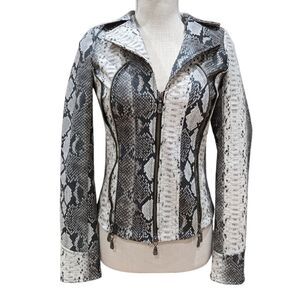 NWOT Affliction Women's Faux Snake Print Full Zip Moto Jacket Size XS